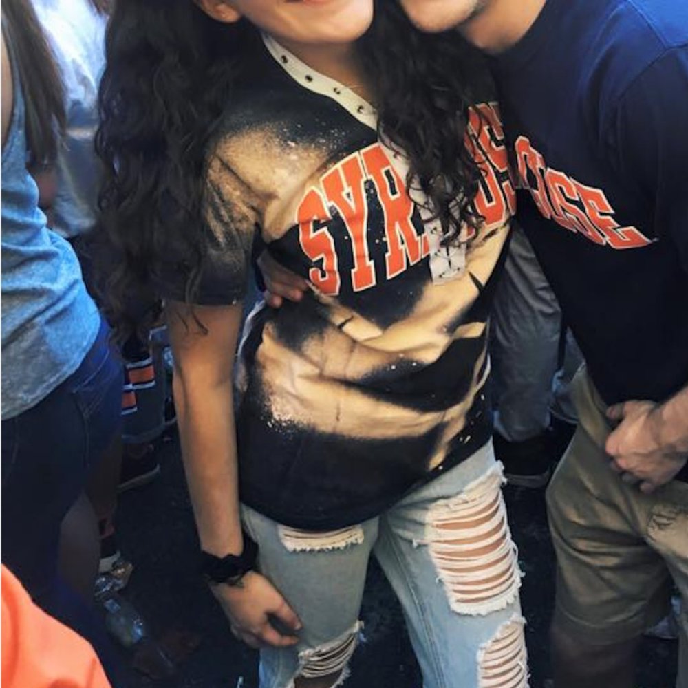 Syracuse Tailagate Acid Wash Lace up V Neck Tee